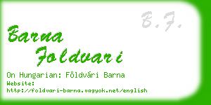 barna foldvari business card